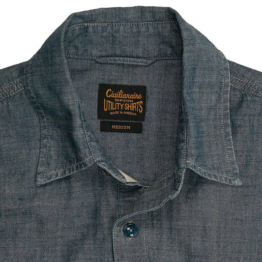 Long Sleeve Notch Flap 6 oz Chambray Shirt - Indigo Chambray IN05