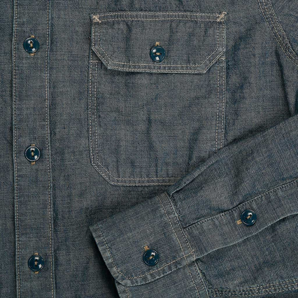 Long Sleeve Notch Flap 6 oz Chambray Shirt - Indigo Chambray IN05