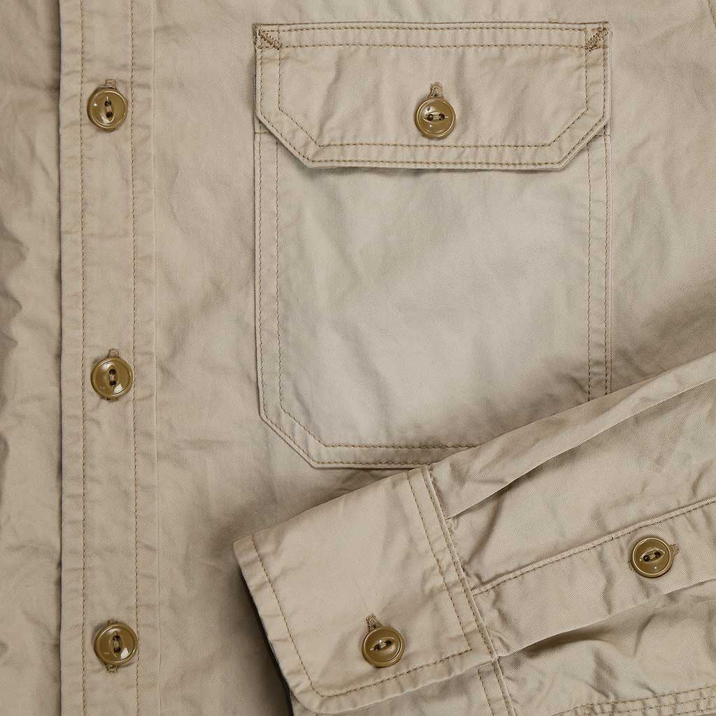 Long Sleeve 2 Pocket Notch Flap Shirt Light Twill - Khaki
