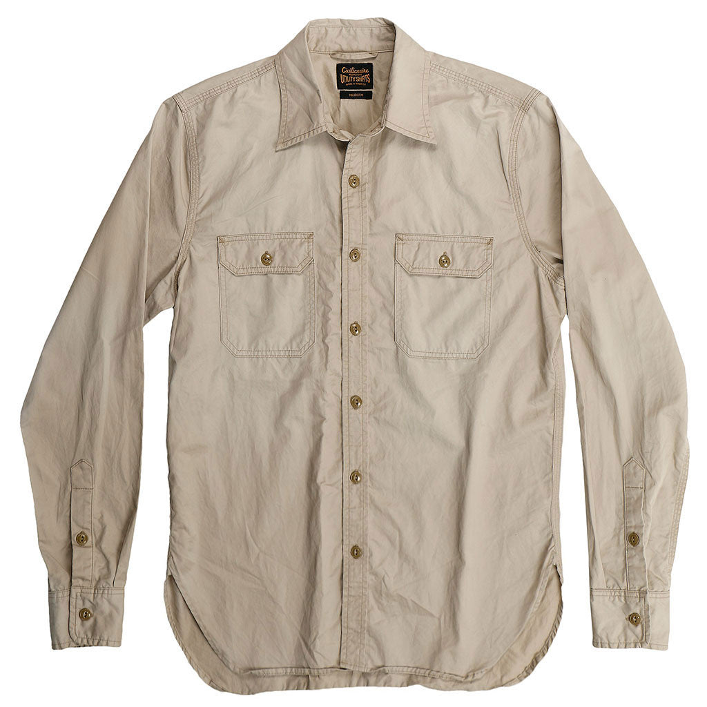 Long Sleeve 2 Pocket Notch Flap Shirt Light Twill - Khaki