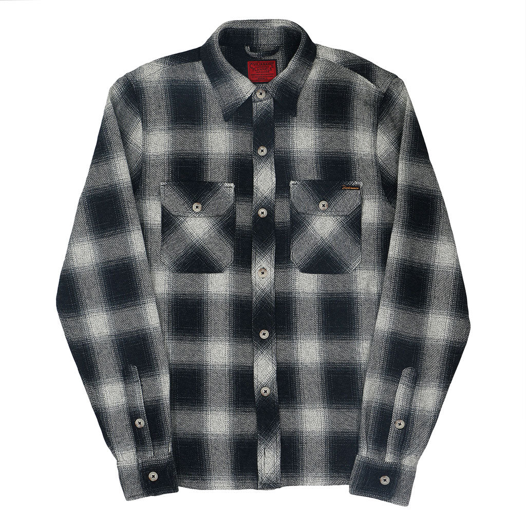 Long Sleeve 2 Notch Flap Pocket Shirt / JAPANESE COTTON Flannel - Black/White