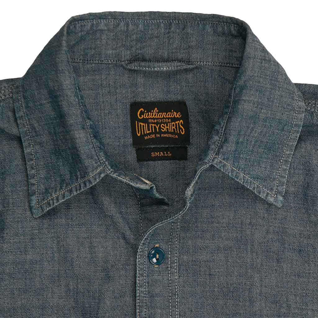 Long Sleeve 2 Pocket Chambray Workwear Shirt - Indigo