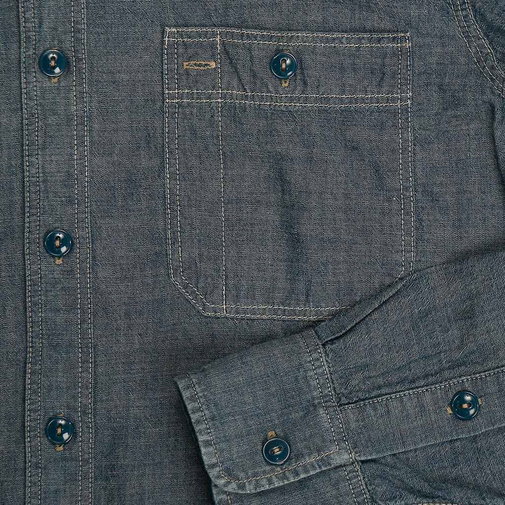 Long Sleeve 2 Pocket Chambray Workwear Shirt - Indigo
