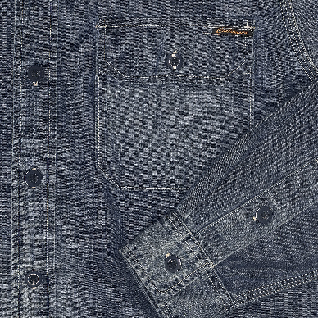 Long Sleeve Notch Flap Shirt 6 oz. Denim - SB Dark Indigo