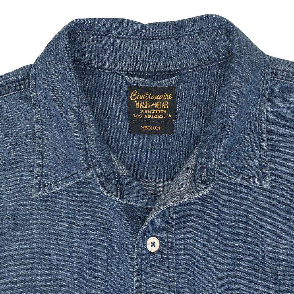 Long Sleeve 1 Pocket Shirt 6.5 oz. Denim - Dark Stone Wash