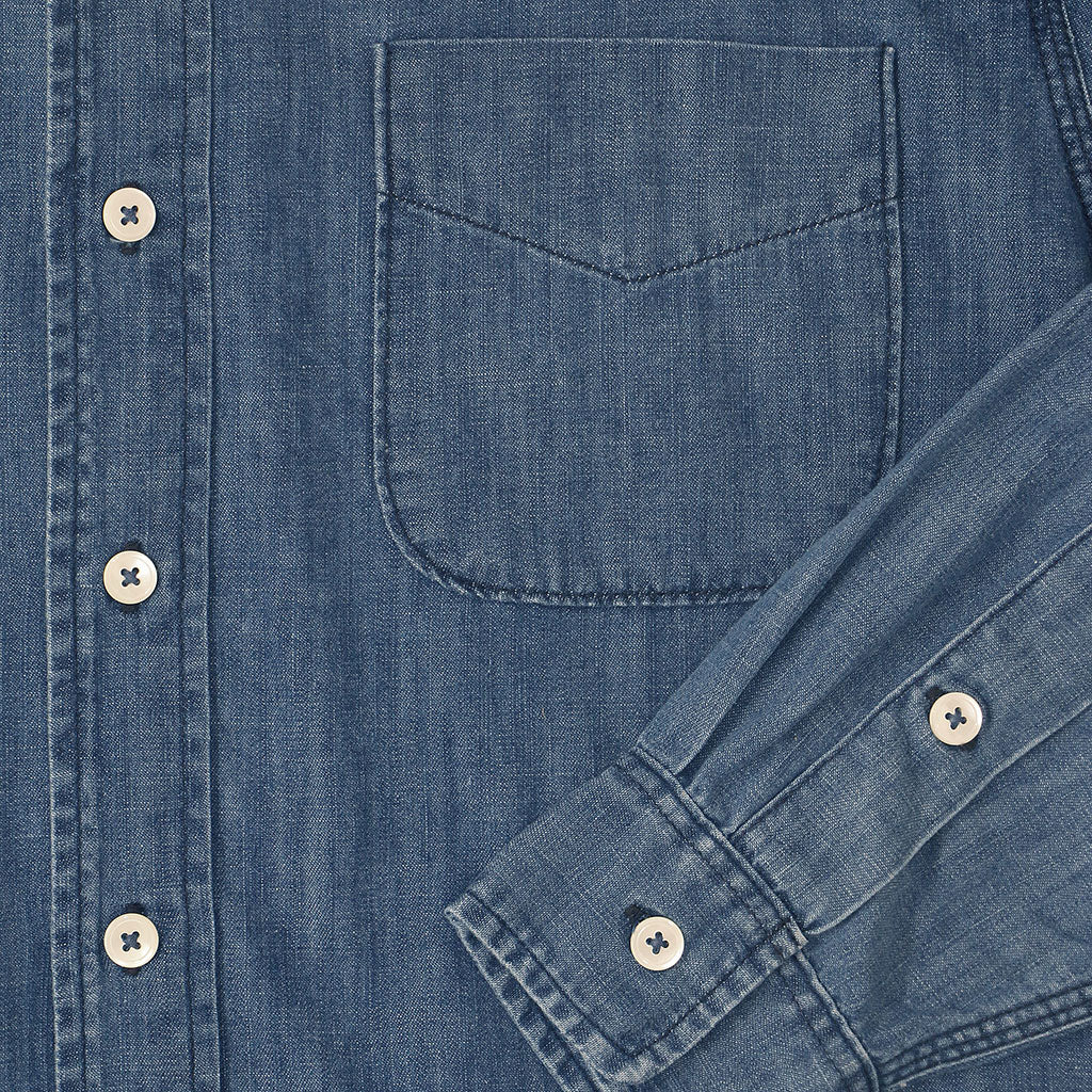 Long Sleeve 1 Pocket Shirt 6.5 oz. Denim - Dark Stone Wash