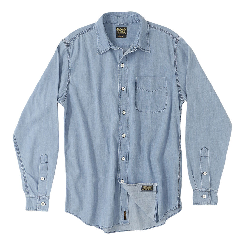 Long Sleeve 1 Pocket Shirt 6.5 oz. Denim - Light Stone Wash