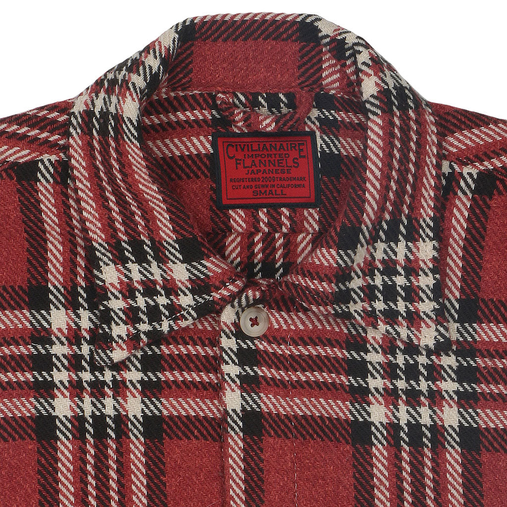 Long Sleeve 2 Pocket Shirt / JAPANESE COTTON Flannel - Red/White