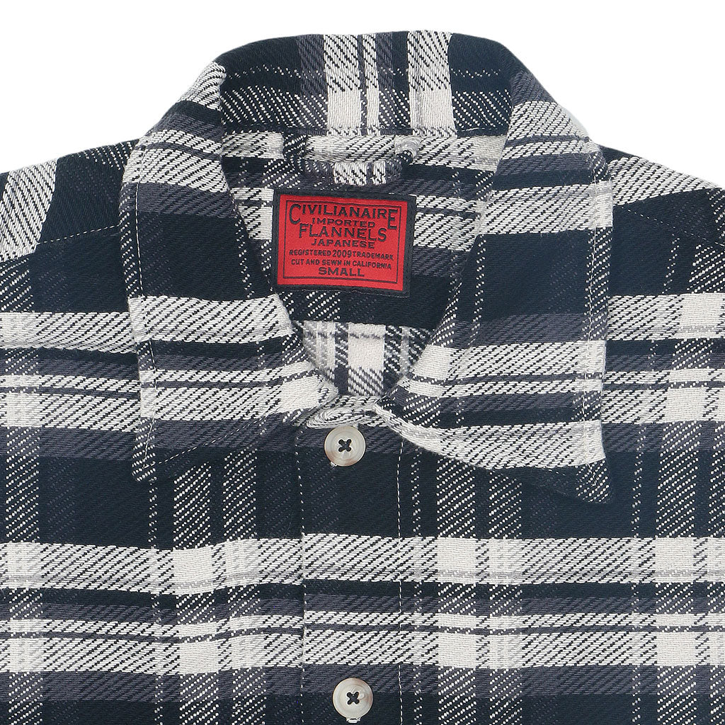 Long Sleeve 2 Pocket Shirt / JAPANESE COTTON Flannel - Black/White