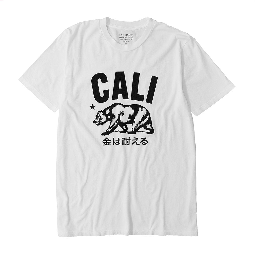 "Don't Mess with Cali" Short Sleeve Mens Crew Neck Tee - White