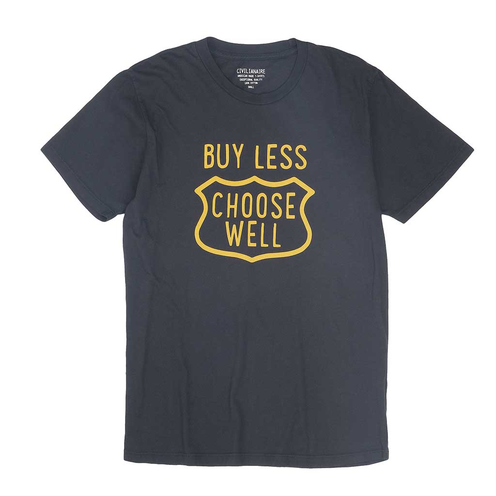 "Buy Less, Choose Well" Short Sleeve Men's Tee - Black Coal