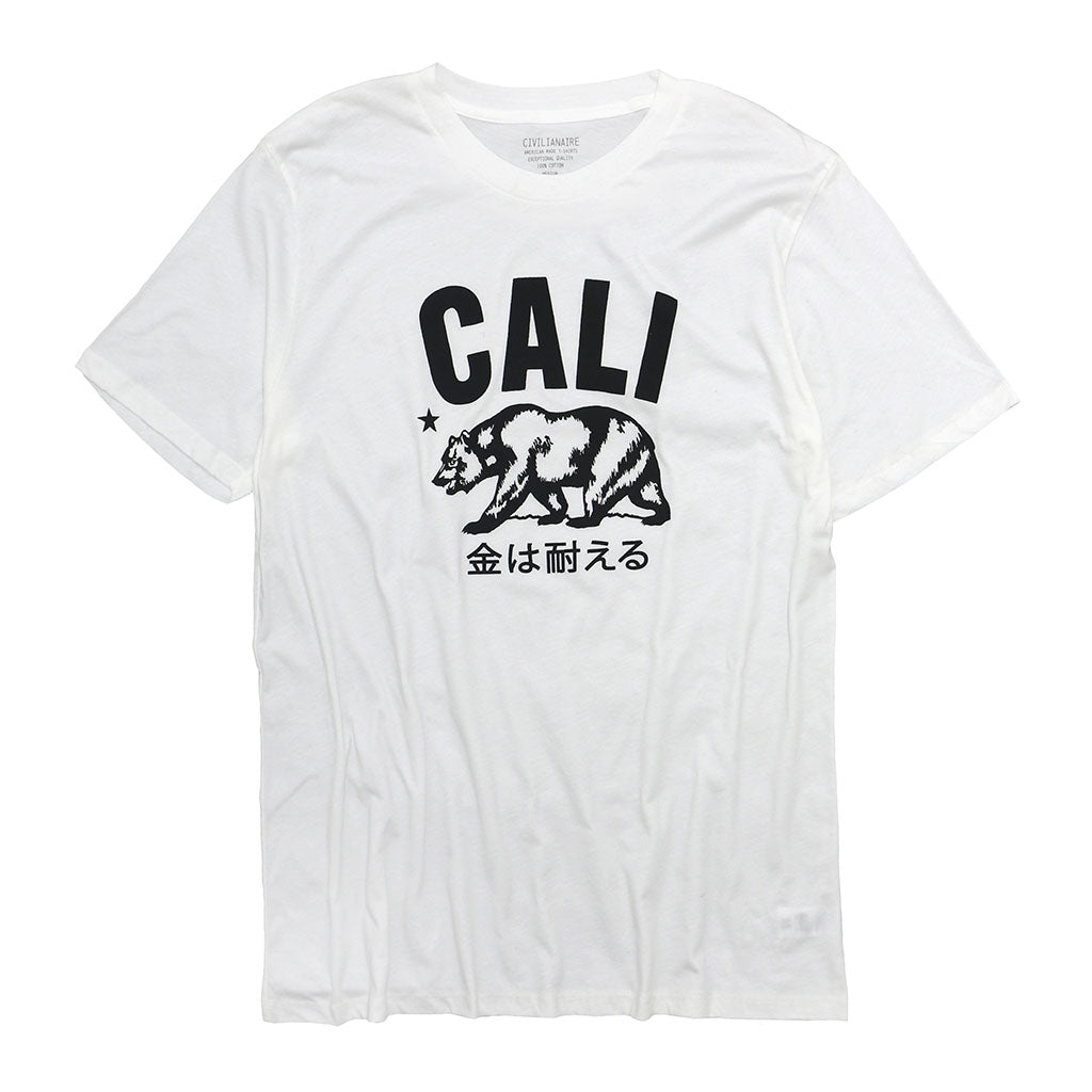 "Don't Mess with Cali" Short Sleeve Mens Crew Neck Tee - Antique White