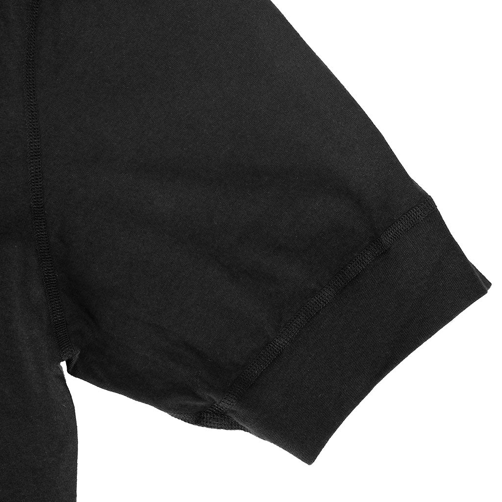 Short Sleeve Banded Henley - Cotton - Jet Black