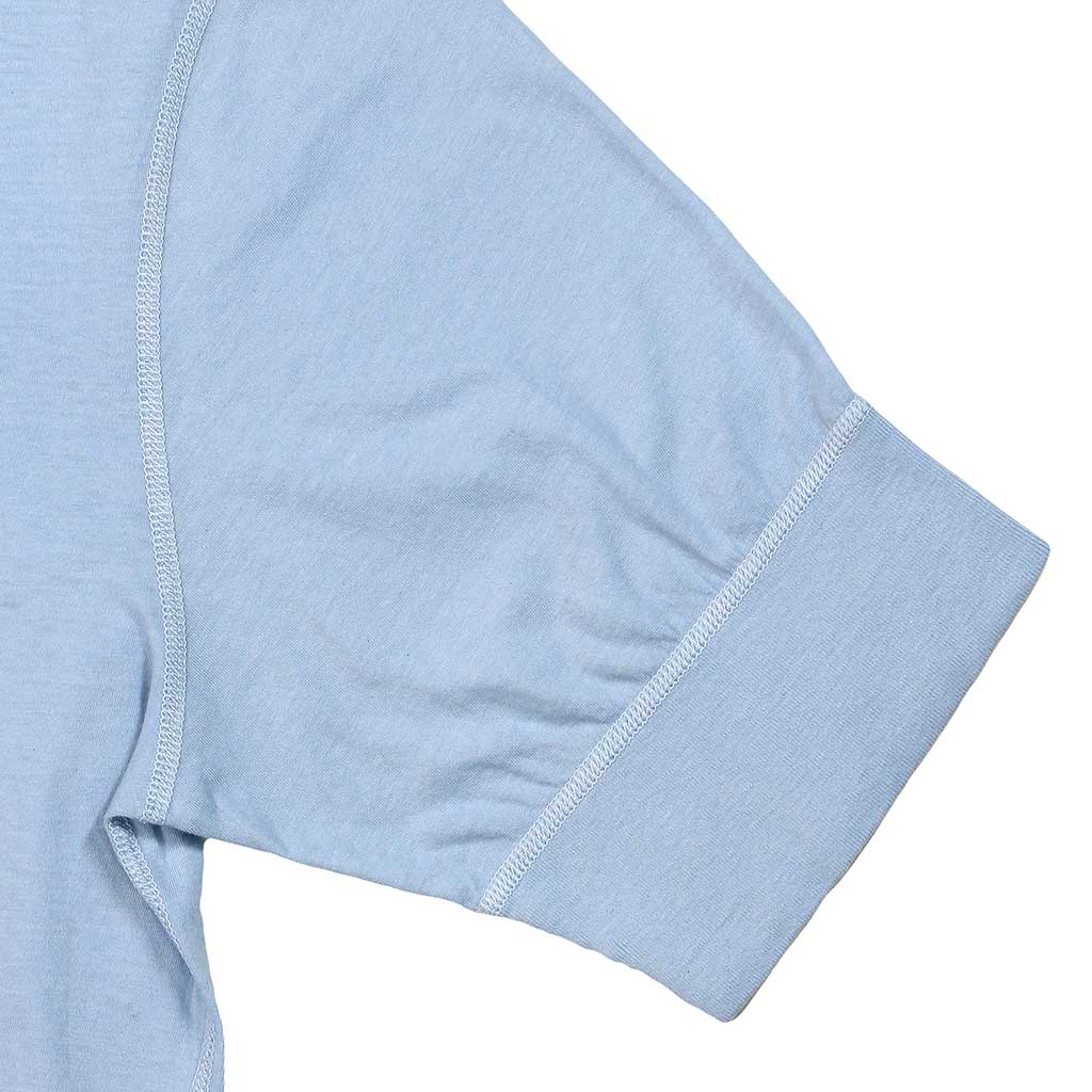 Short Sleeve Banded Henley - Cotton -Skyra Blue