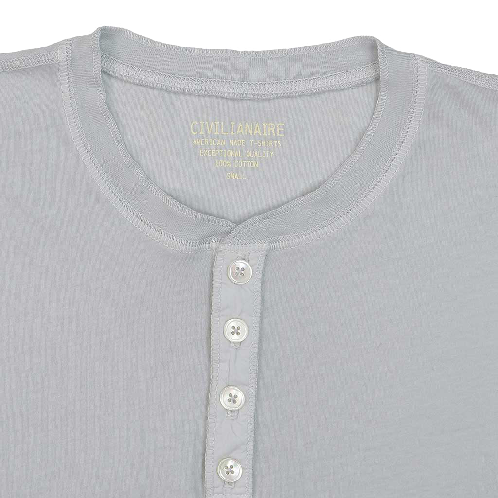 Short Sleeve Banded Henley - Cotton - Frost