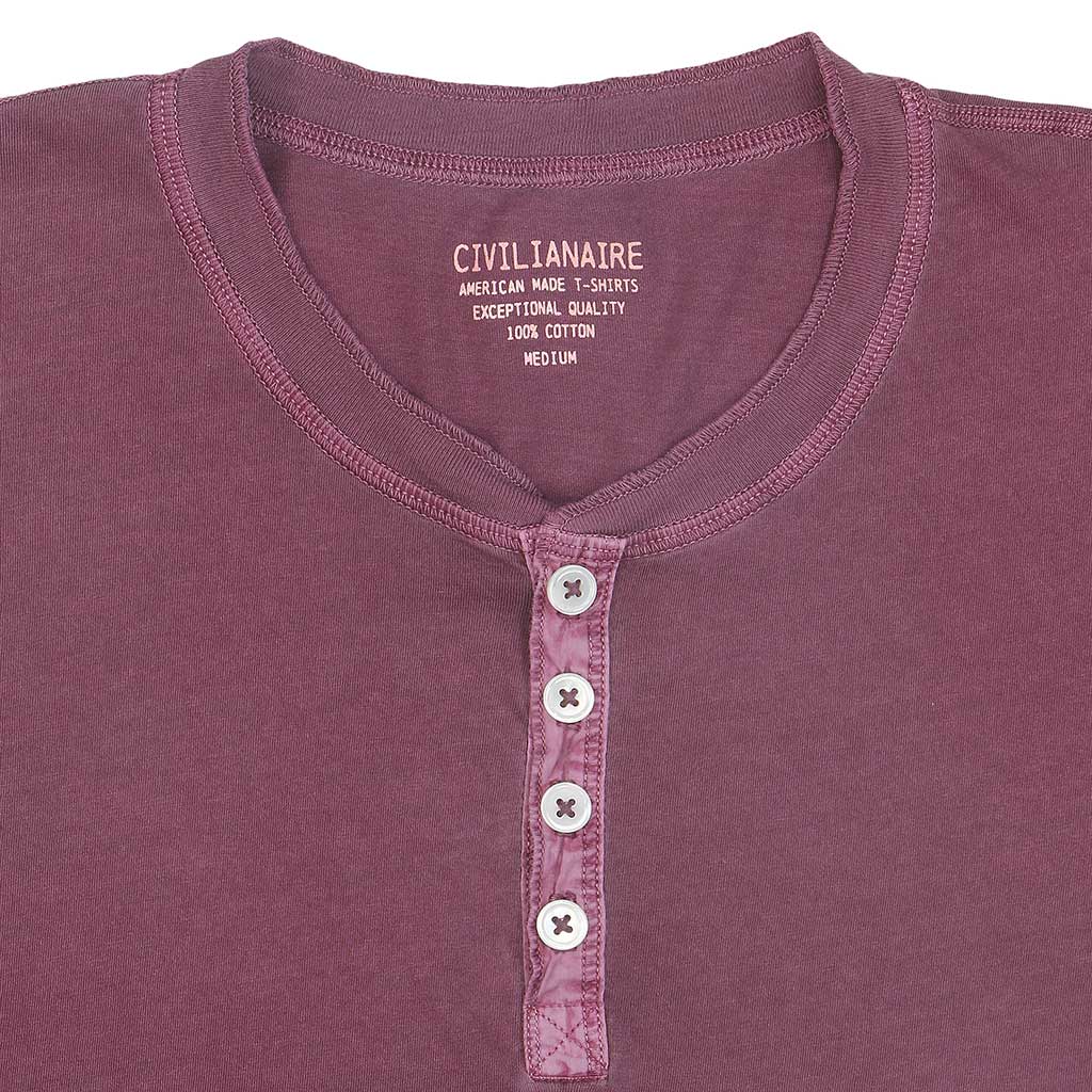 Short Sleeve Banded Henley - Cotton - Pigment Dyed Red