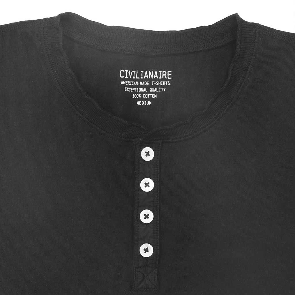 Long Sleeve Heavy Henley - Jet Black