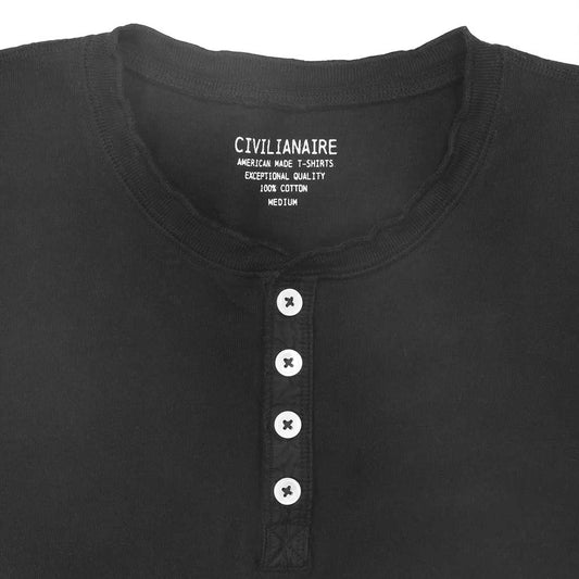 Long Sleeve Heavy Henley - Jet Black