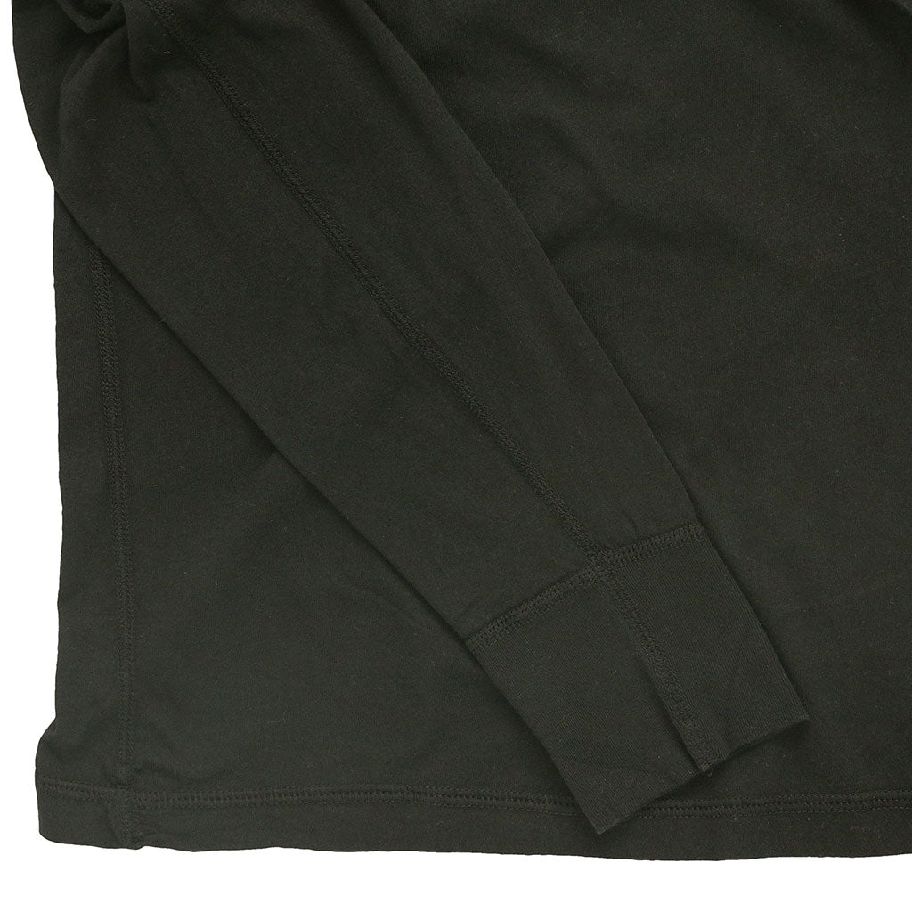 Long Sleeve Cotton Banded Henley - Black