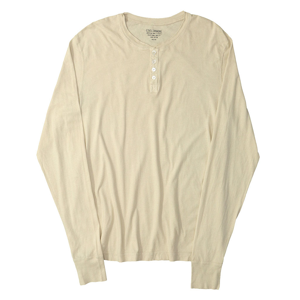 Long Sleeve Cotton Banded Henley - Ash