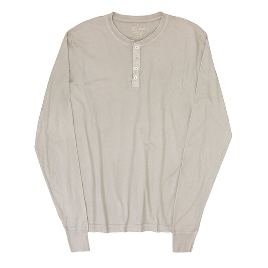 Long Sleeve Cotton Banded Henley - Stone Age