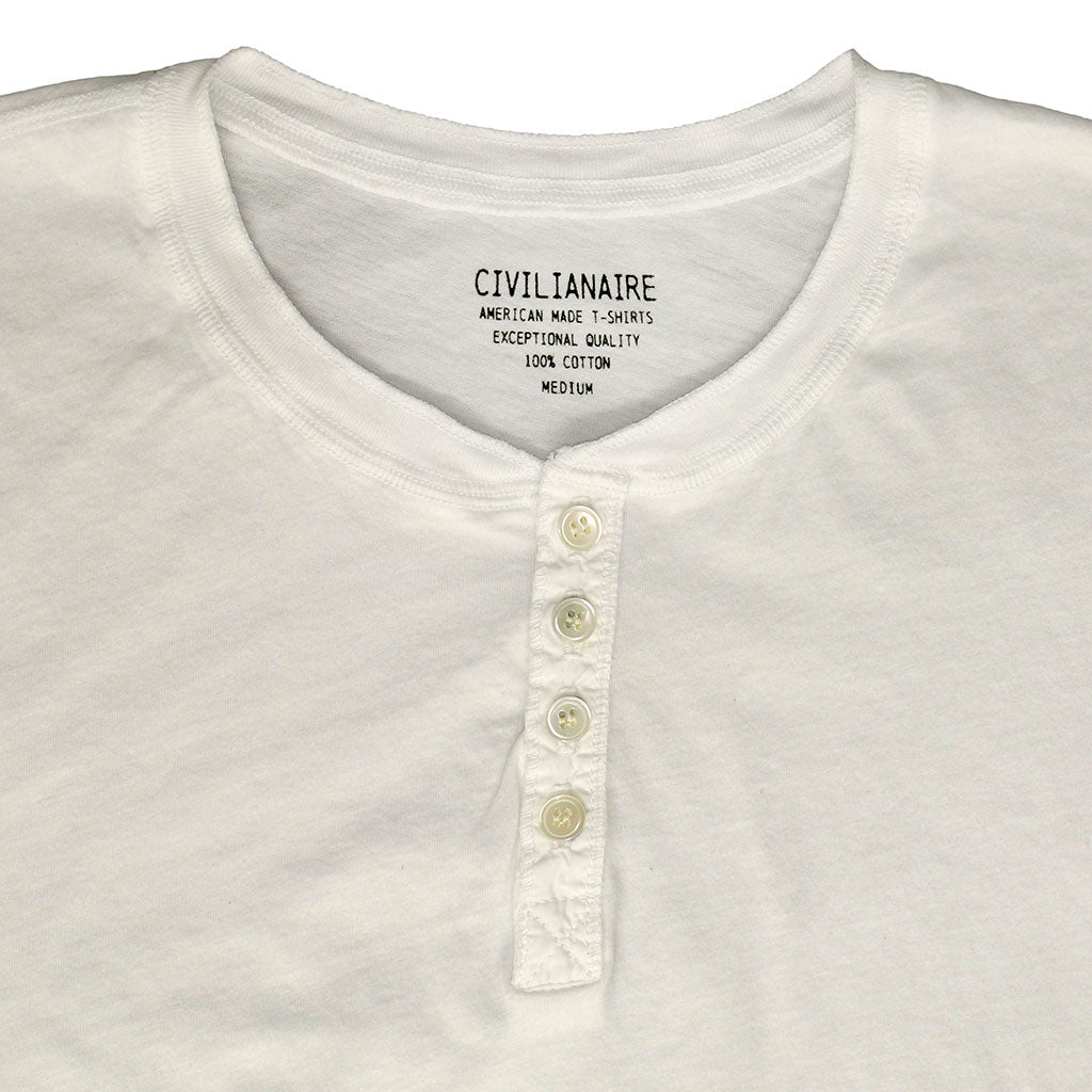 Long Sleeve Cotton Banded Henley - Optic White