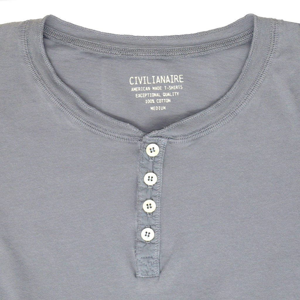 Long Sleeve Cotton Banded Henley - Iron