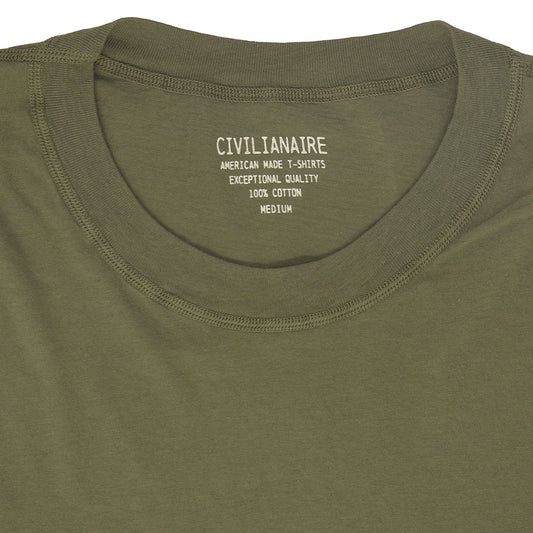 Long Sleeve Crew Neck Cotton Tee - Olive Green #3091