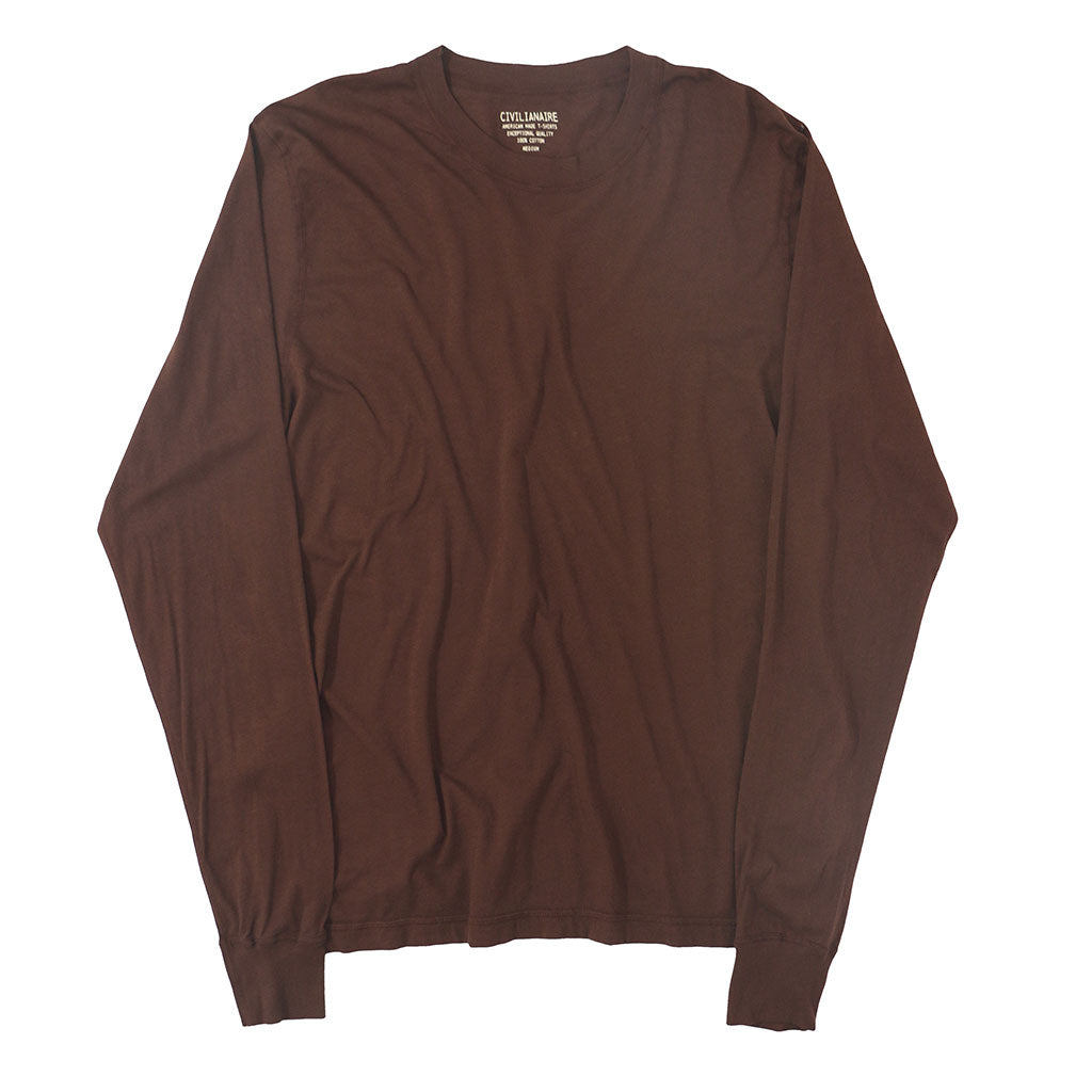 Long Sleeve Crew Neck Cotton Tee - Deep Burgundy #6152