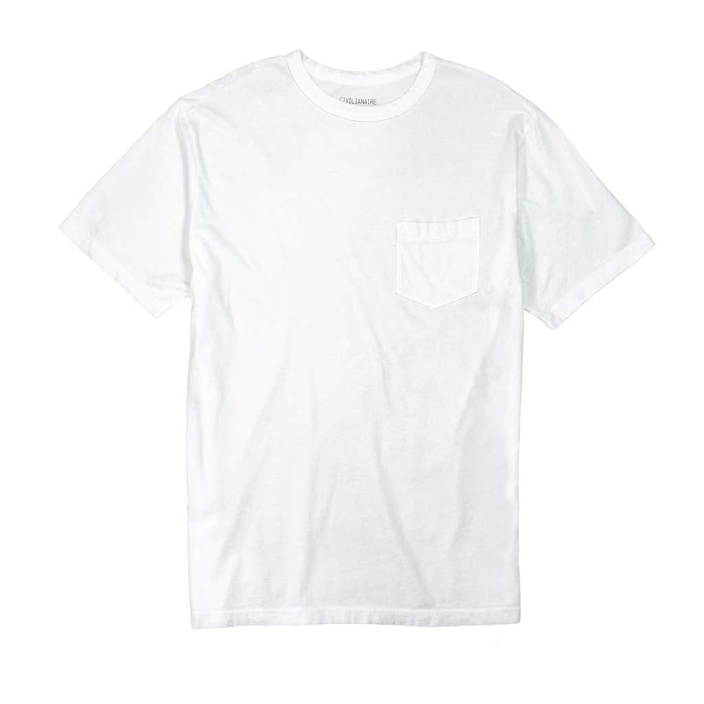 Crew Neck Short Sleeve 1 Pocket Tee - White