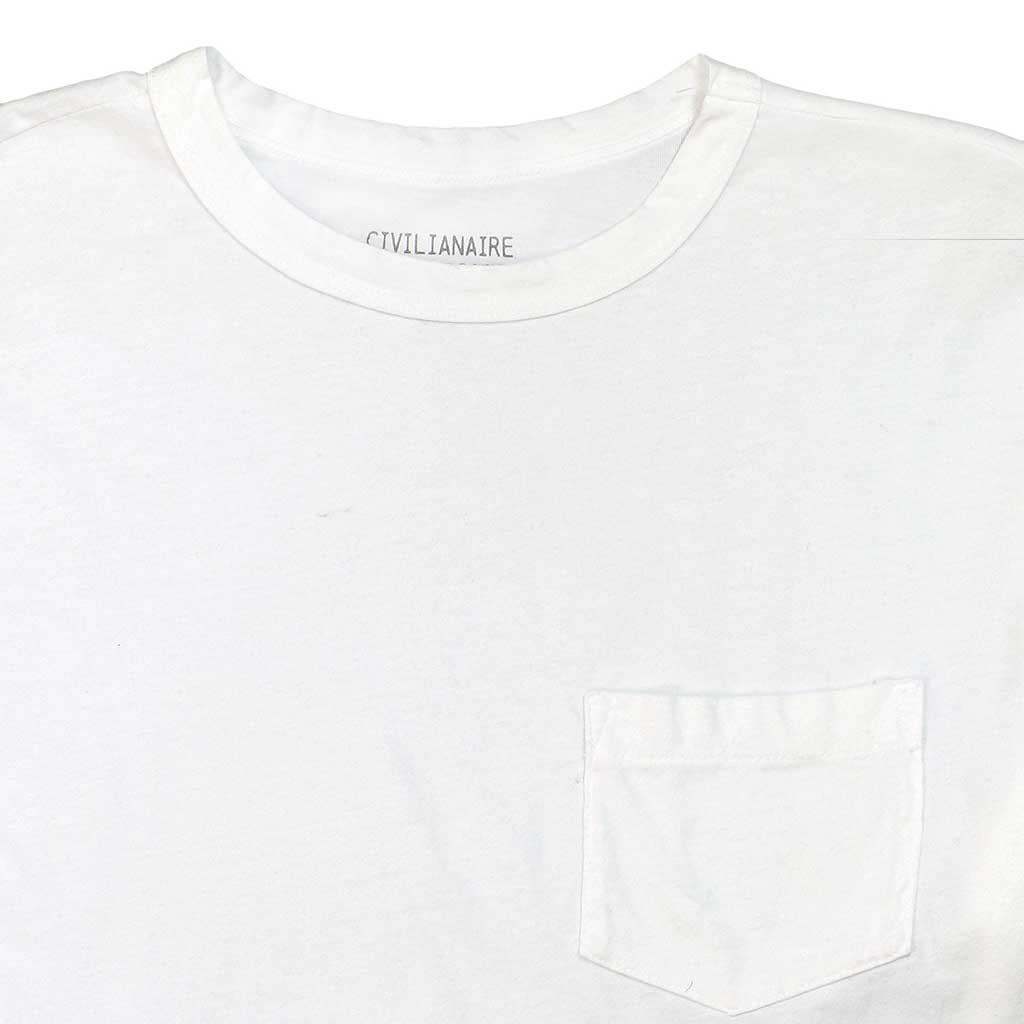 Crew Neck Short Sleeve 1 Pocket Tee - White