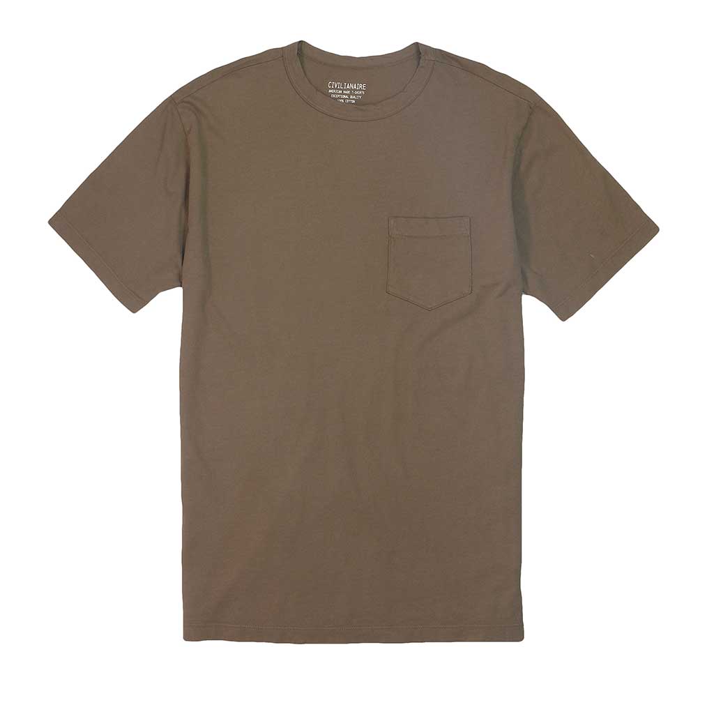 Crew Neck Short Sleeve 1 Pocket Tee - Soft Oak