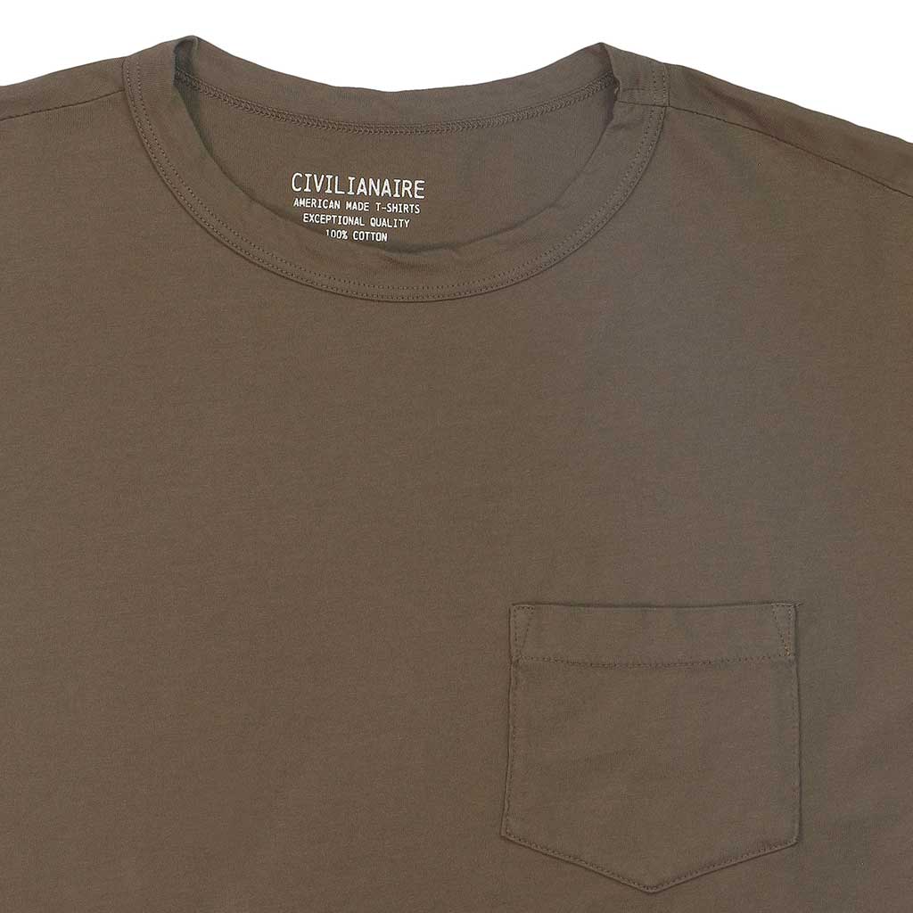 Crew Neck Short Sleeve 1 Pocket Tee - Soft Oak