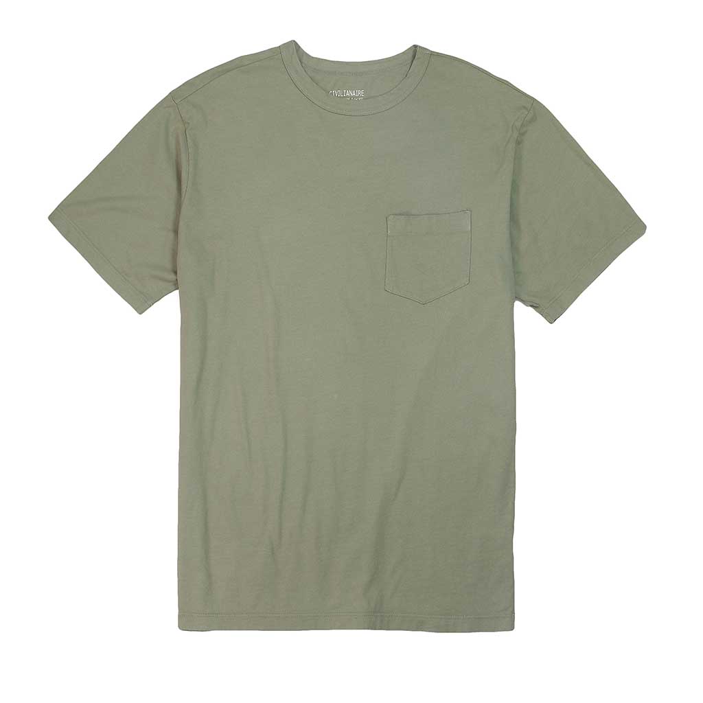 Crew Neck Short Sleeve 1 Pocket Tee - Dark Celadon