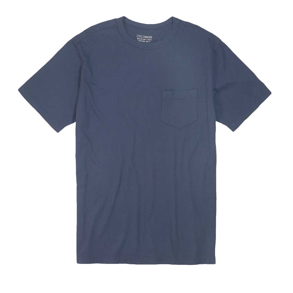 Crew Neck Short Sleeve 1 Pocket Tee - Dark Slate Blue