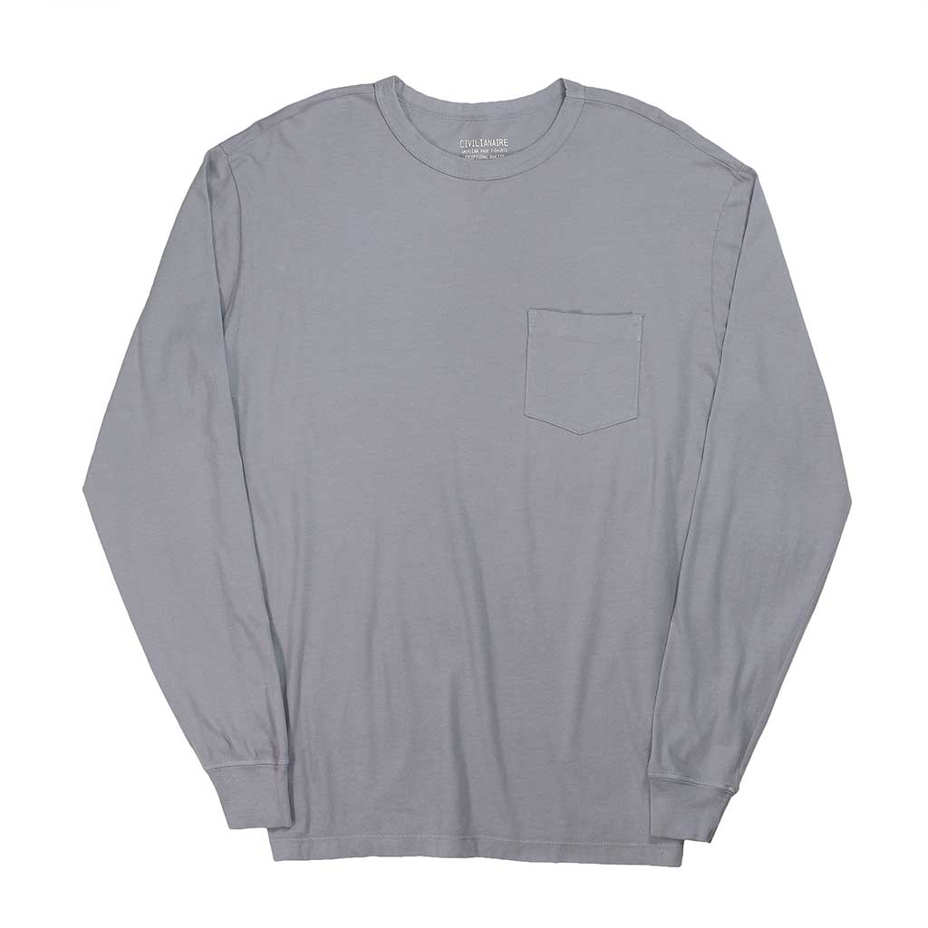 Crew Neck Long Sleeve 1 Pocket Tee - Iron