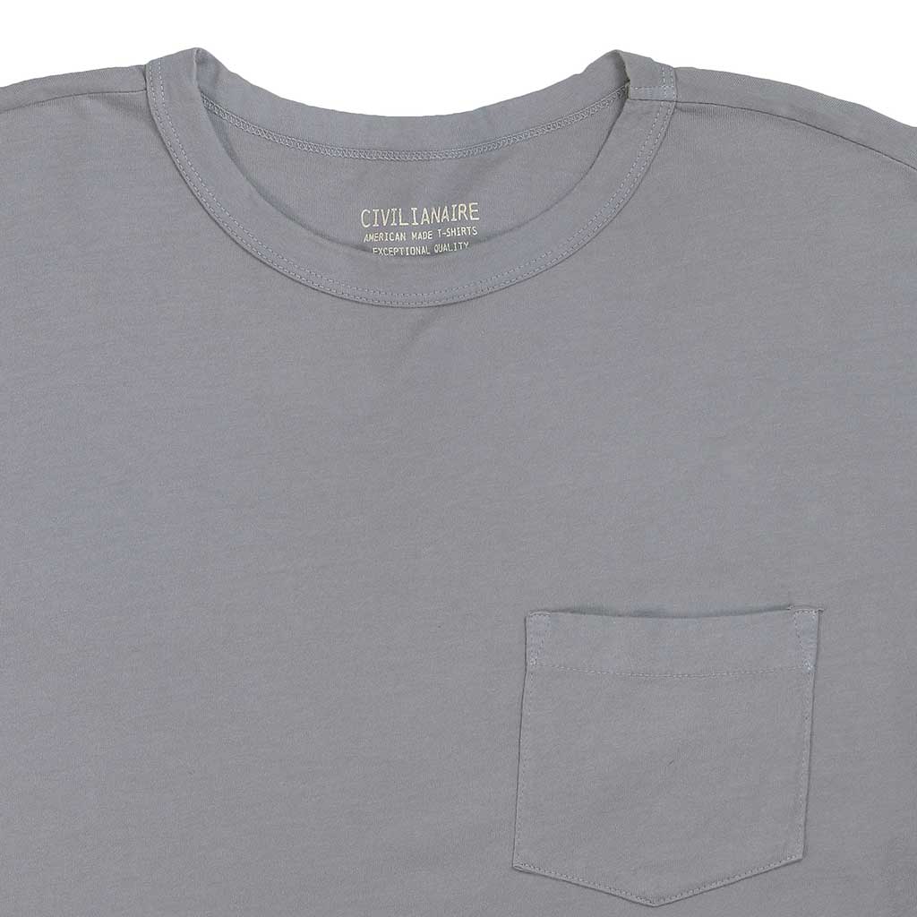 Crew Neck Long Sleeve 1 Pocket Tee - Iron