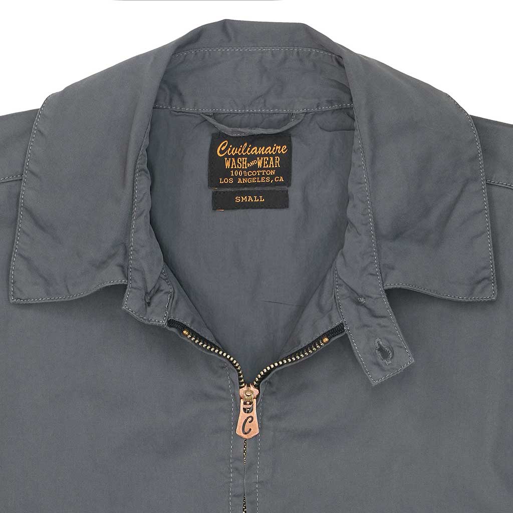 Zip Front 2 Pocket Cotton Cliff Jacket - Smokey Grey