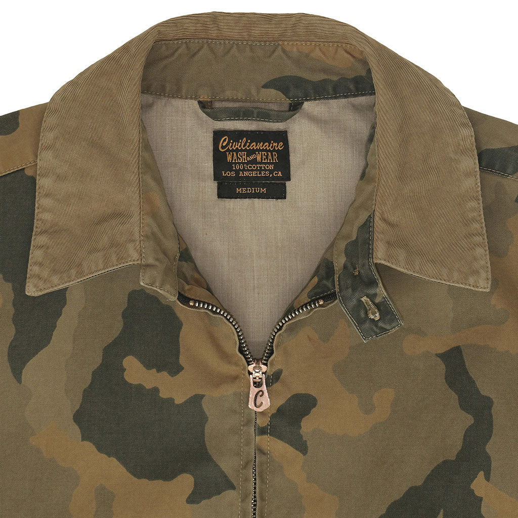 Zip Front 2 Pocket Corduroy Collar Camouflage Cliff Jacket - Kindling