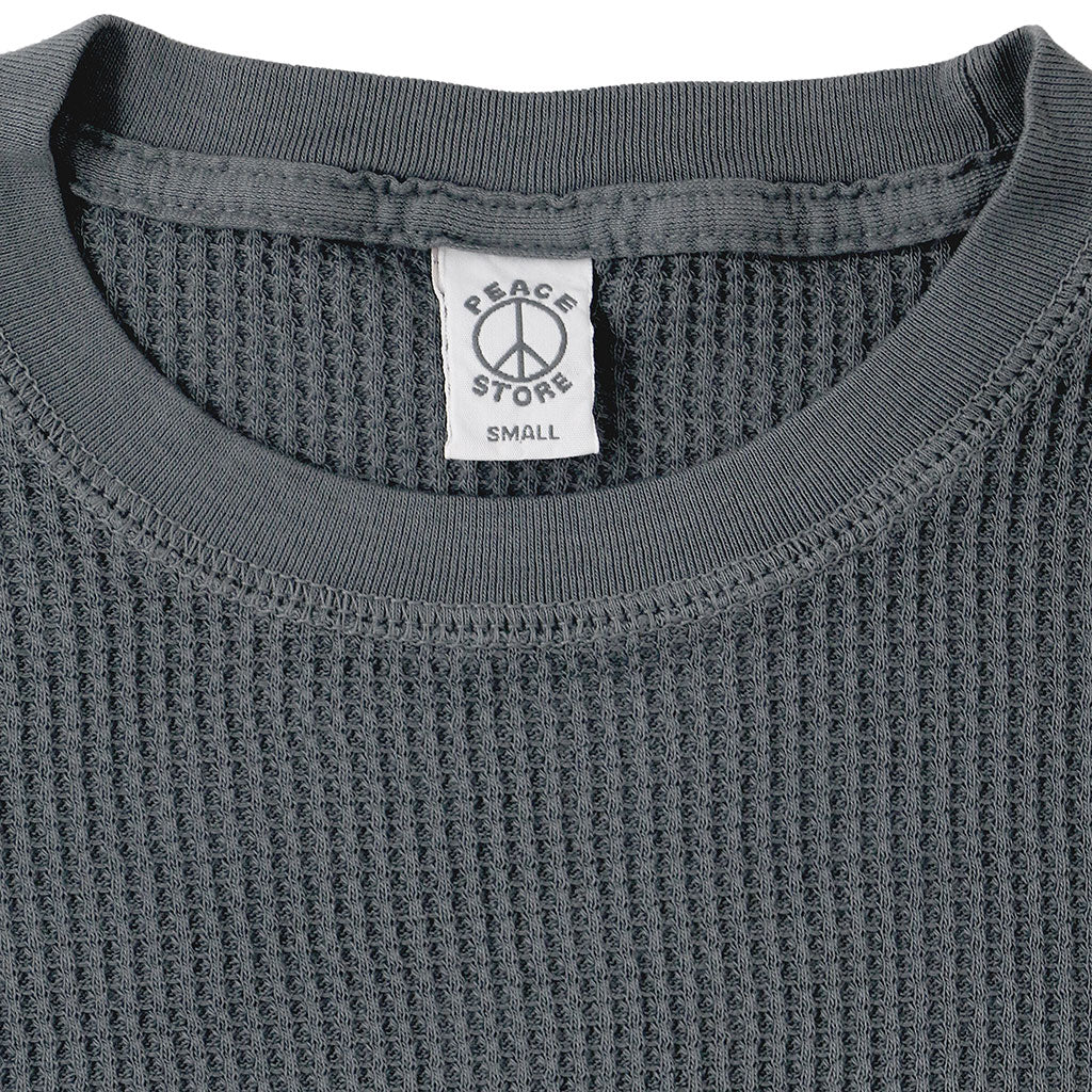 "Peace Store" Long Sleeve Thermal Cotton Banded Crew Neck - Shadow