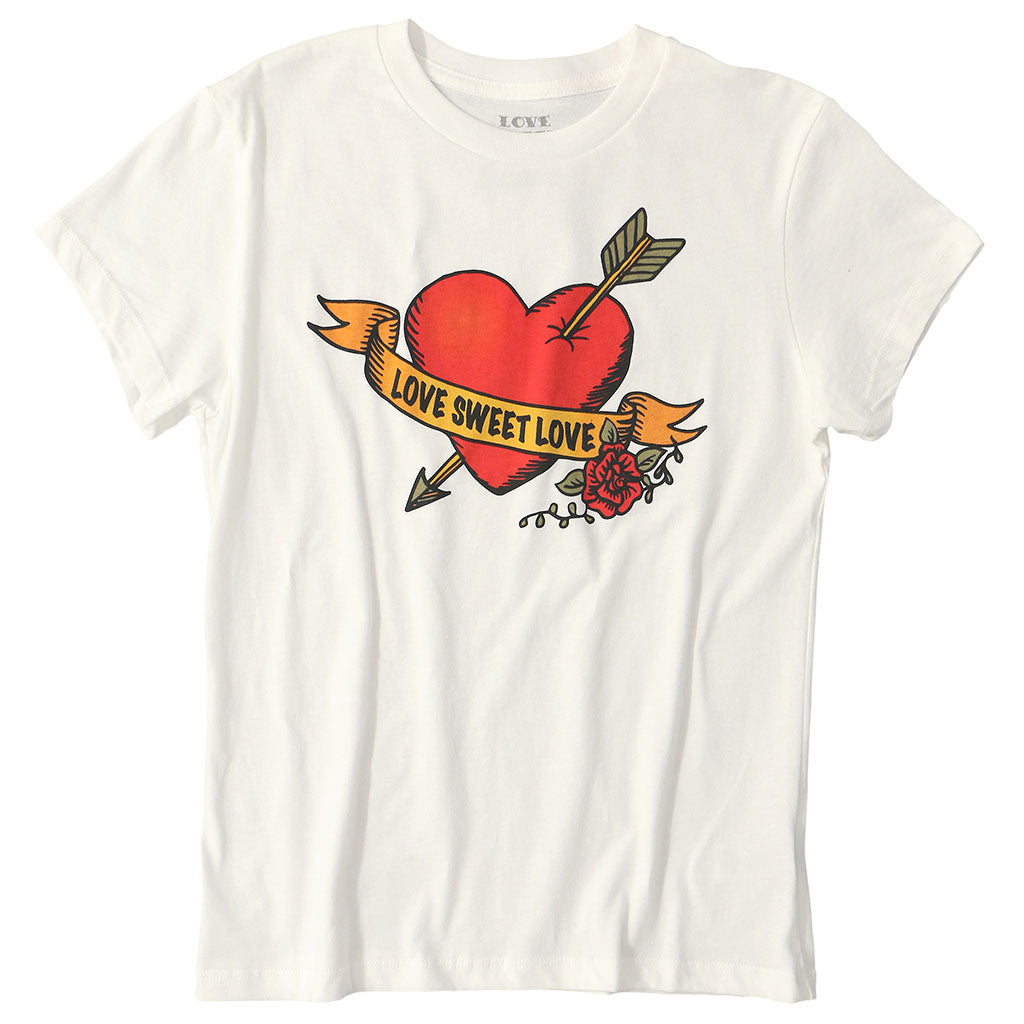 LOVE SWEET LOVE "BRAVE LOVE" Short Sleeve Crew Neck - #1052 White Natural