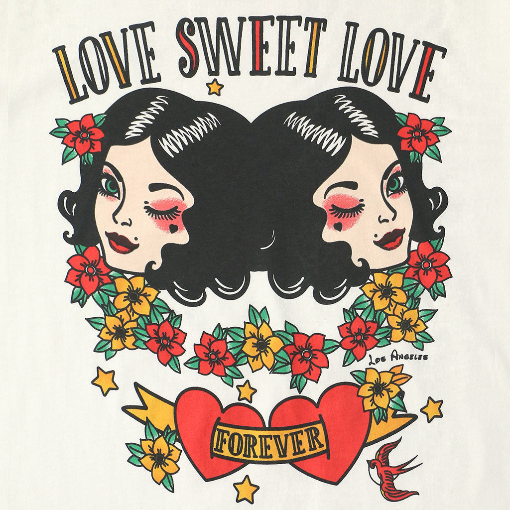 LOVE SWEET LOVE "LOVE REFLECTION" SHORT SLEEVE Crew Neck - WHITE NATURAL