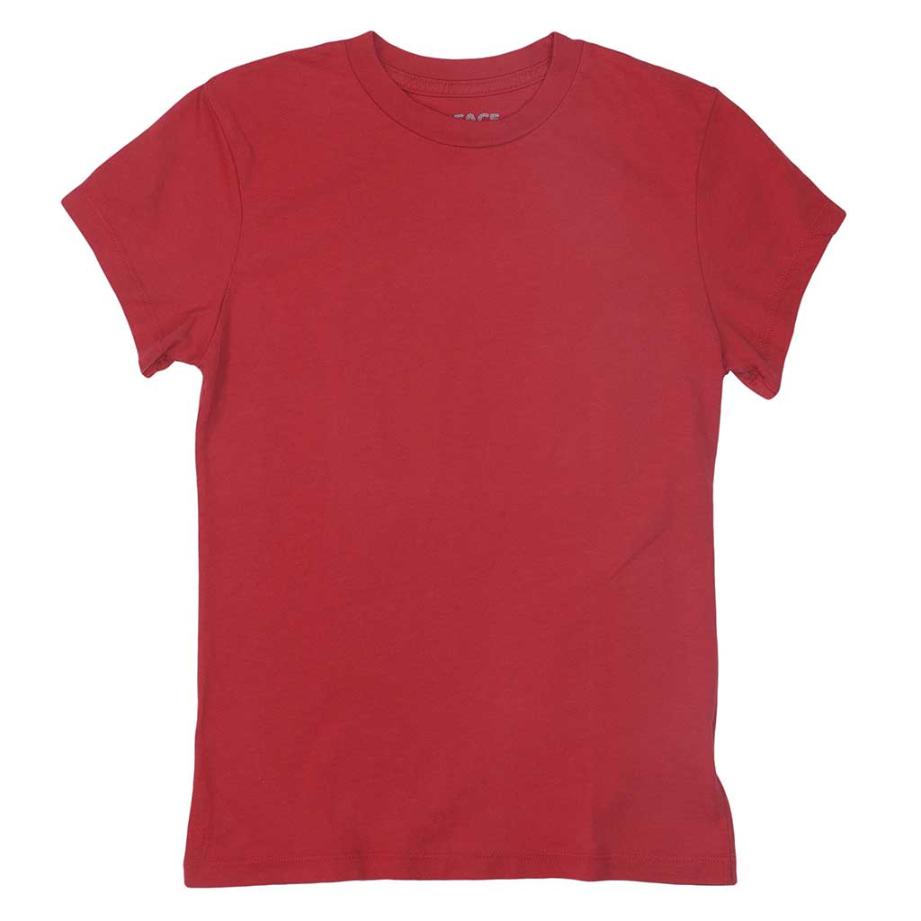 "Peace Store" Women's Crew Neck Short Sleeve Tee - Rust Red