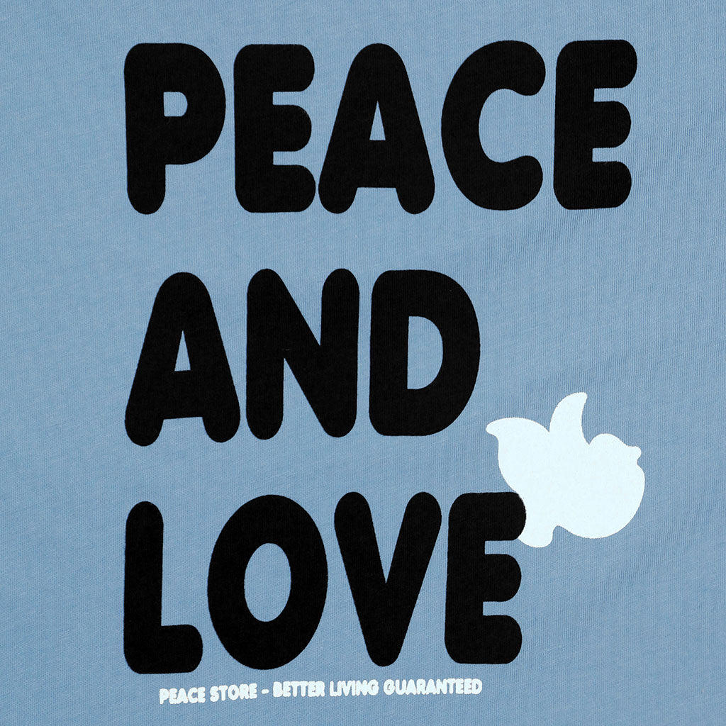 "Peace Store" Better Living Women's Crew Neck Short Sleeve Tee - Simple Blue