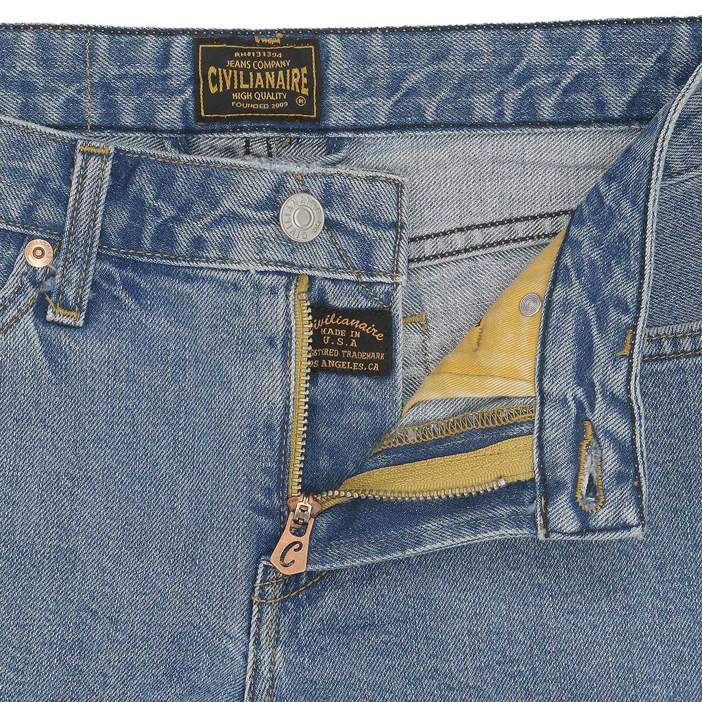 10.5 oz Indigo Cut-Off Boyfriend 5-Pocket Short - Medium Stone Wash