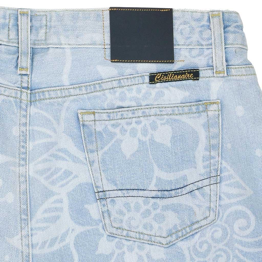 5 Pocket Cut-Off Boyfriend 10.5 oz Shorts - LIGHT STONE - LASER FLORAL PRINT