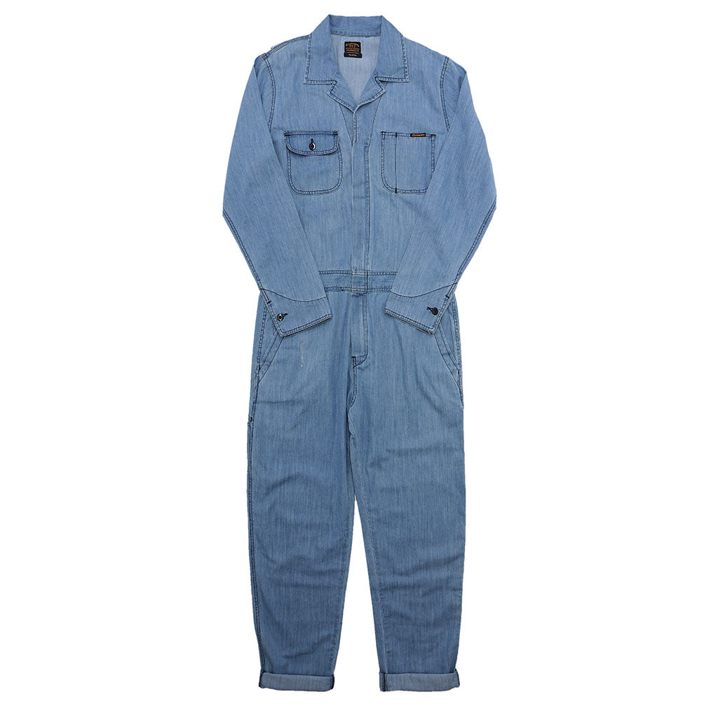 6.0 oz. Lightweight Indigo Denim Jumpsuit/ Coverall - Med. Stone Wash