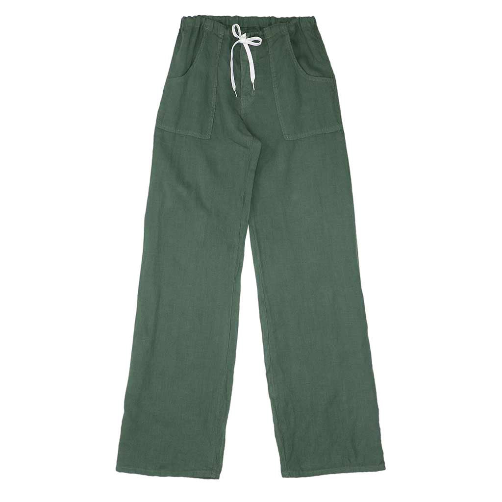 Button Drawstring Linen Pants 2 Front Patch Pockets - Old Olive –  Civilianaire