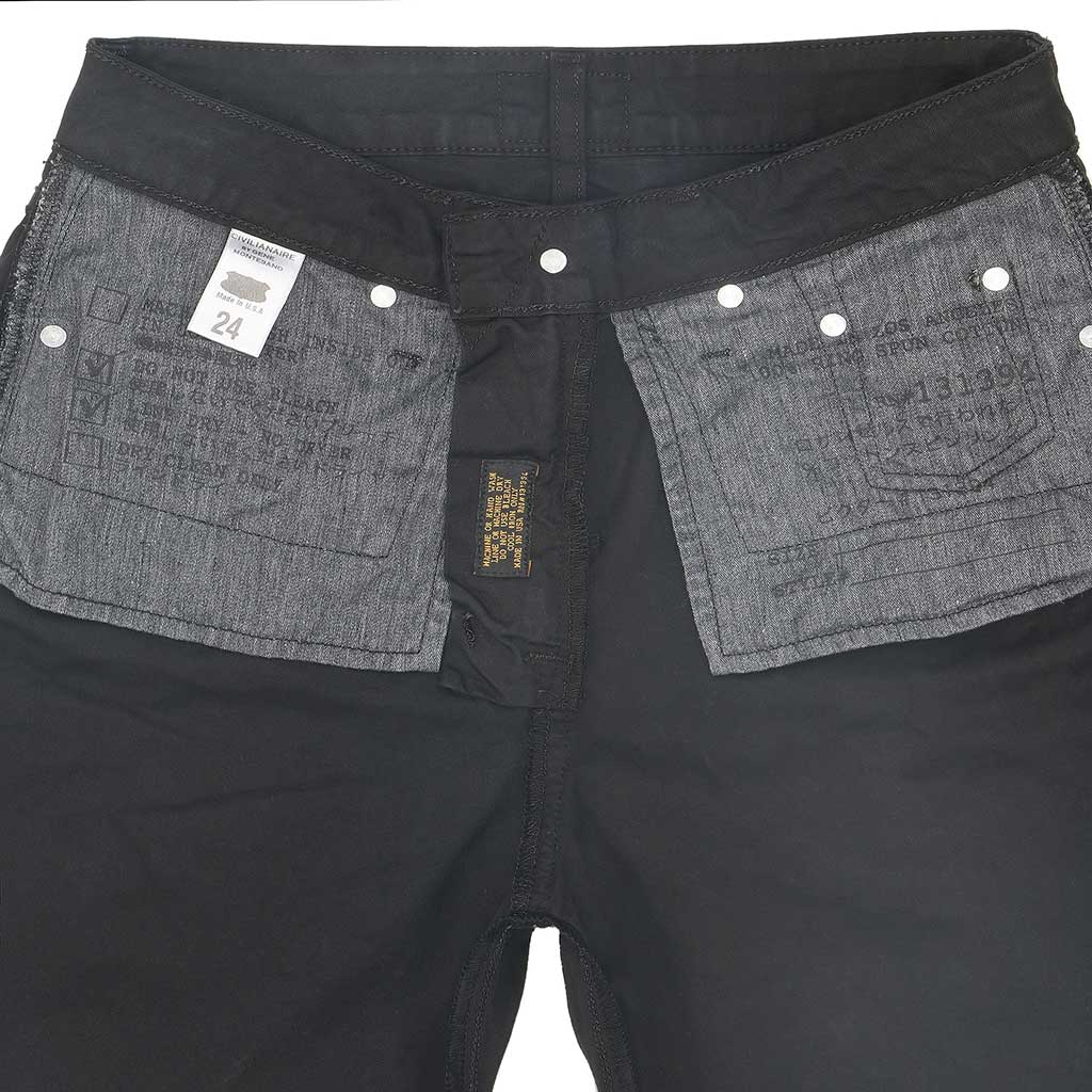 5-Pocket High Rise Wide Twill Pants - Jet Black