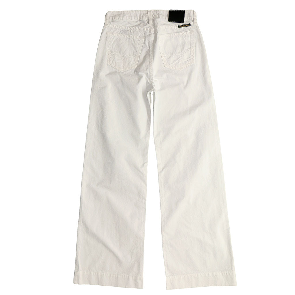 5-Pocket High Rise Wide Twill Pants - White